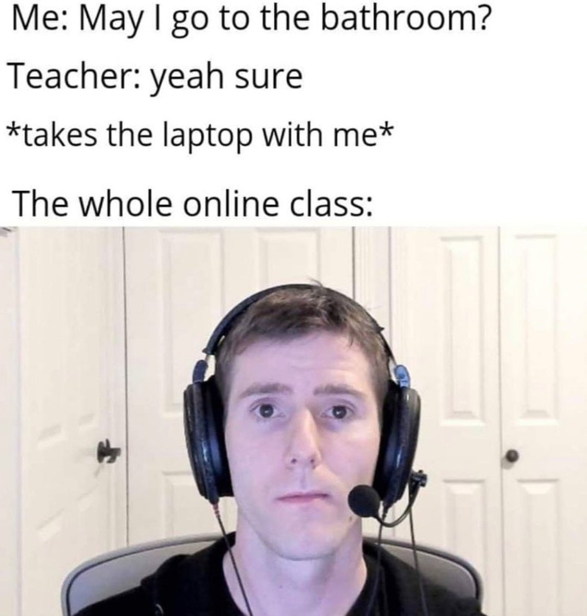 RealTTGTom's tweet photo. @LinusTech #coronavirus &amp; #school in a nut shell https://t.co/RZ0jeFJz3j