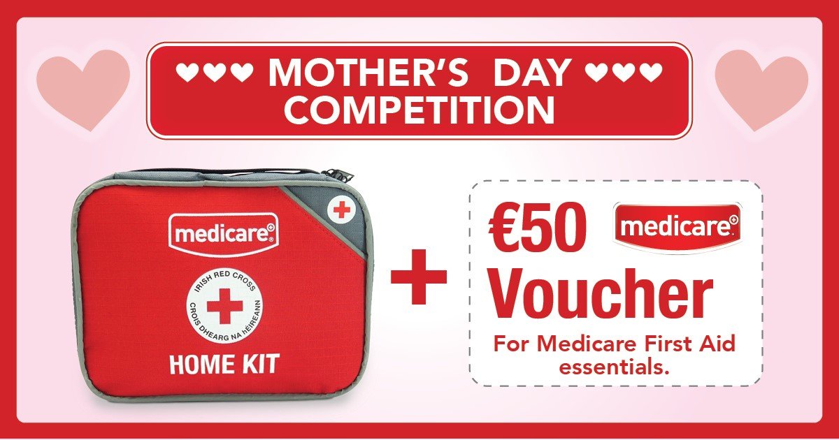 We all know Mothers are many of our First Aid Superhero’s! They always seem to magically have a plaster when you need it! To celebrate all our incredible Mothers this Mother’s Day, we are giving away a Free Medicare First Aid Kit and a €50 voucher💗To Enter Like , RT &amp; Comment❣️