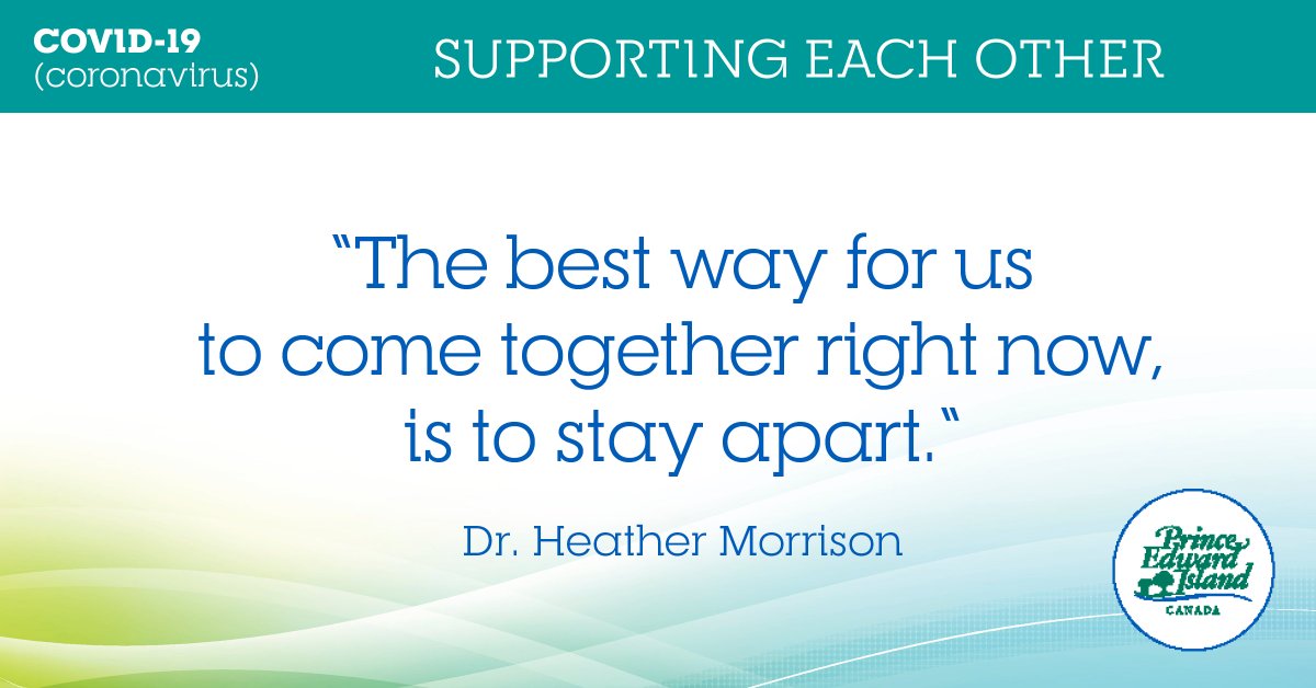 Self-isolation and social distancing need to happen so we can  reduce (stop!) the spread of #PEICOVID19. 
Please - even if you are not in self-isolation - unless it is essential, stay home.