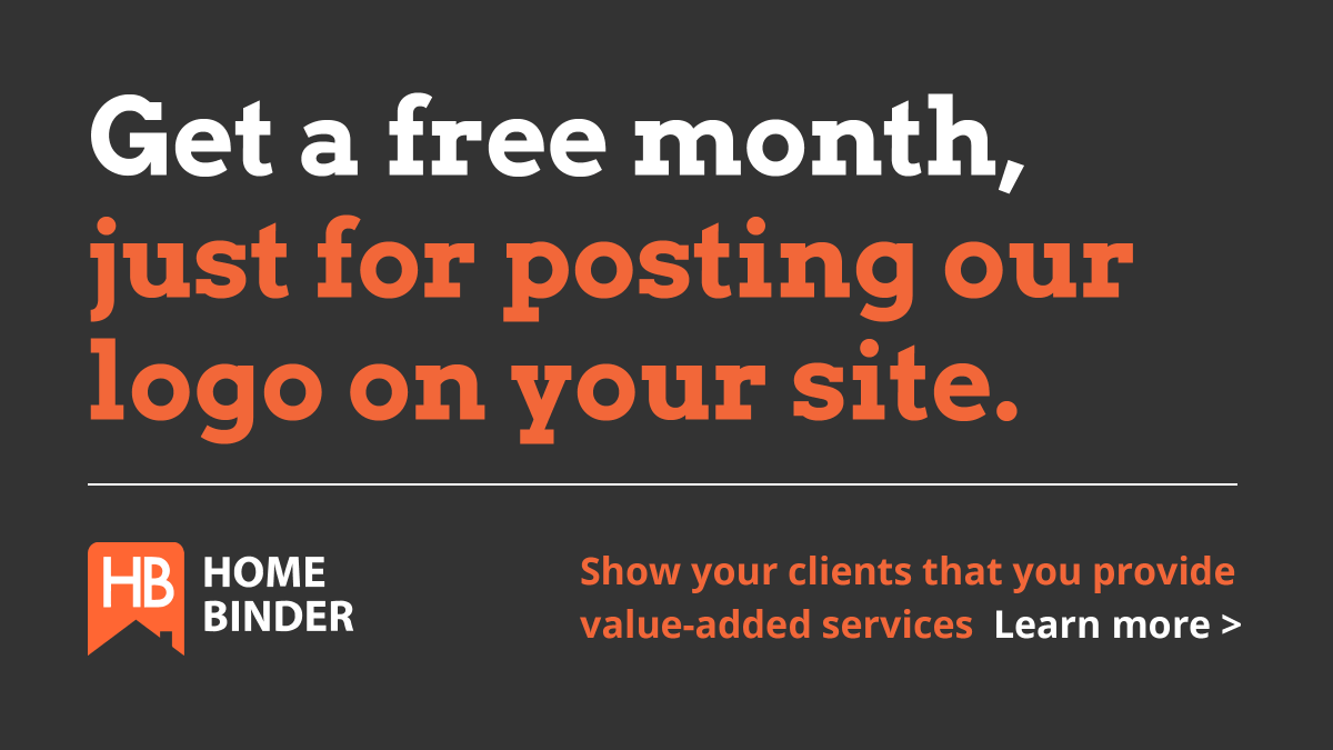 HomeBinder's tweet photo. Get a FREE month!
Simply add the HomeBinder logo and messaging to your website.*  Access logos here: https://t.co/cHxsEhQ0kB
*And let us know, so we can credit your account. https://t.co/LXqIV4nvrh