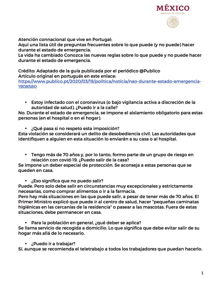 Embamex Portugal Sur Twitter Lista Util De Preguntas Frecuentes Sobre Lo Que Puede Y No Puede Hacer Durante El Estado De Emergencia Creditos Adaptado De La Guia Publicada Por El Periodico