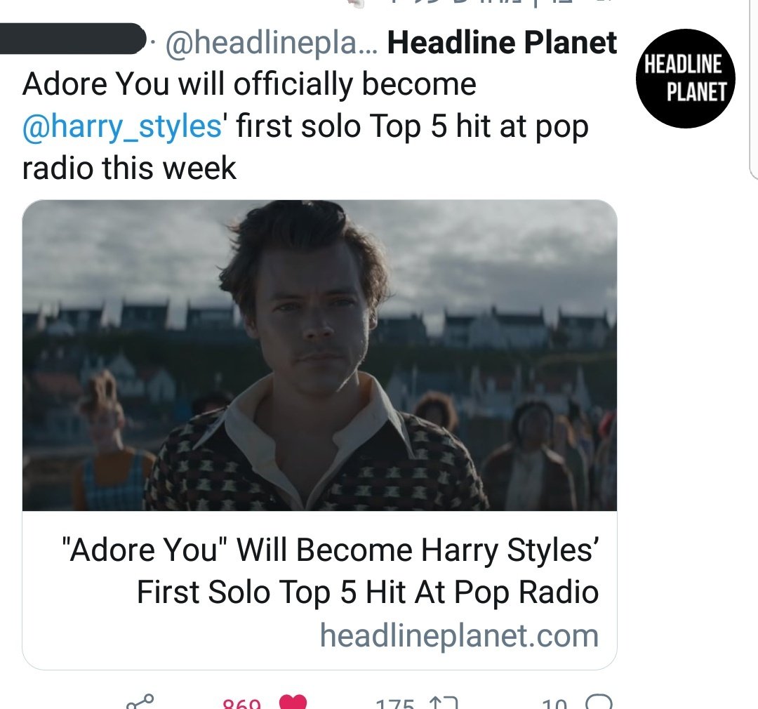-Harry has TWO songs in the top 20 of the UK official chart this week- "Adore You" and "Falling".-Harry had FOUR top 20 songs from "Fine Line" in the UK.-"Adore You" reaches a new peak (#4) on pop radio.