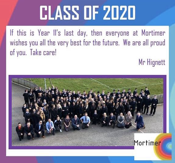 MortimerCC's tweet photo. #Classof2020 #Lookafteryourself #ProudtobepartofMortimer https://t.co/EE4HgiuZE6
