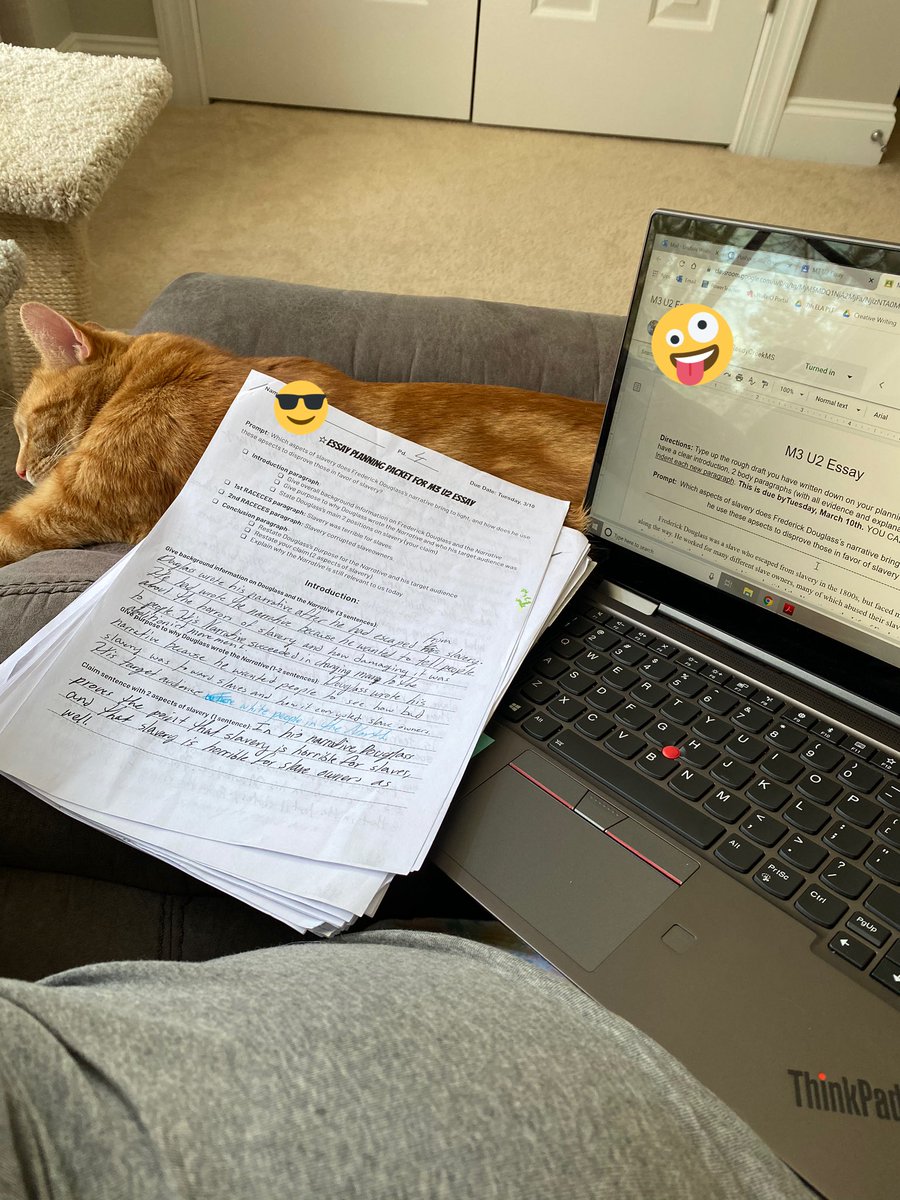 Mrs_WolfeRCMMS's tweet photo. Emmy is loving that mom can grade papers at home with him during his nap time! #SocialDistanacing #EssayGrading #ELAteacher https://t.co/LiOBKvH0k2
