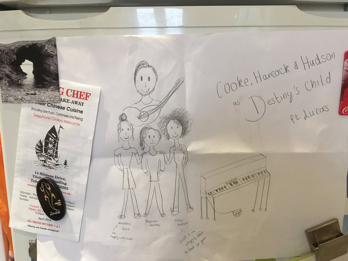 MusicDeptLHS's tweet photo. On what has been a very weird day, I just wanted to thank all of the year 11s and 13s who came to say thanks and goodbye. And thank you for my new artwork - on my fridge, as promised. You have no idea what it means to me, Miss H. https://t.co/VMJUQGW4fG