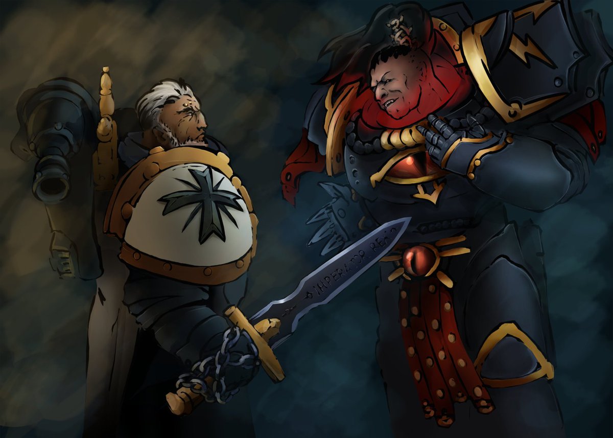 Master_Alarm's tweet photo. Abaddon and Sigismund 
#lucky13art #art #masteralarm #fanart #warhammer40k #sigismund #abaddon #абаддон #сигизмунд #вархаммер https://t.co/8t5BJSj4le