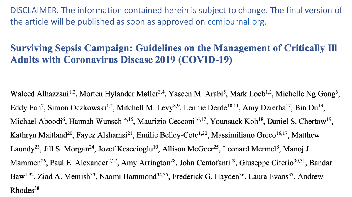 The SCCM @SCCM has put out their Guidelines/Recs for #COVID19 sccm.org/getattachment/… CAVEAT: Pre-Pub, Not Peer Reviewed But... This looks fairly reasonable to me...working on REBEL EM post for this #COVID19FOAM