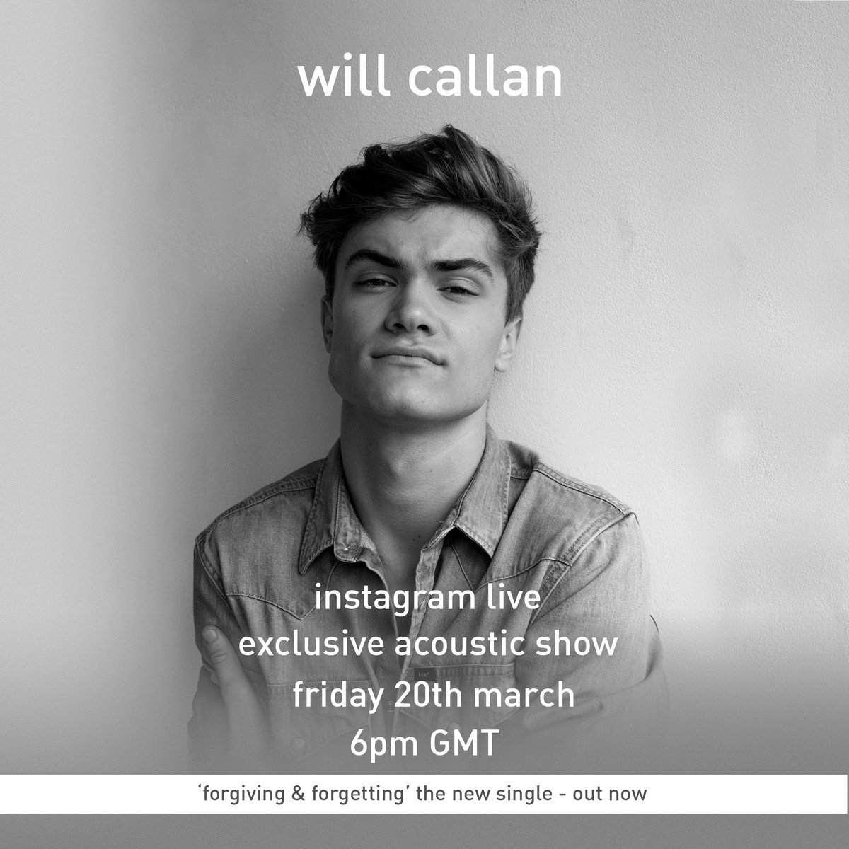 TheWillCallan's tweet photo. Head over to my instagram stories NOW for a LIVE performance of my new single #ForgivingAndForgetting 🤍🎵🎤

📺 https://t.co/rhrCFIgPAu https://t.co/x5MXbNcV5F