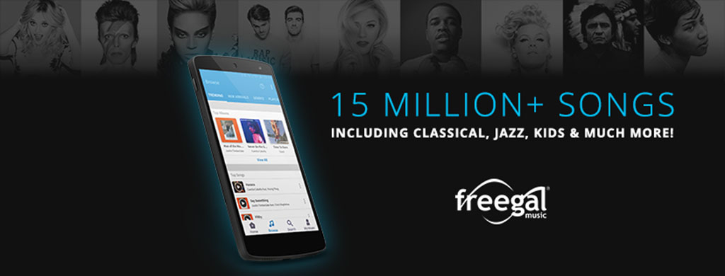 s smartphone displayed with the freegal app