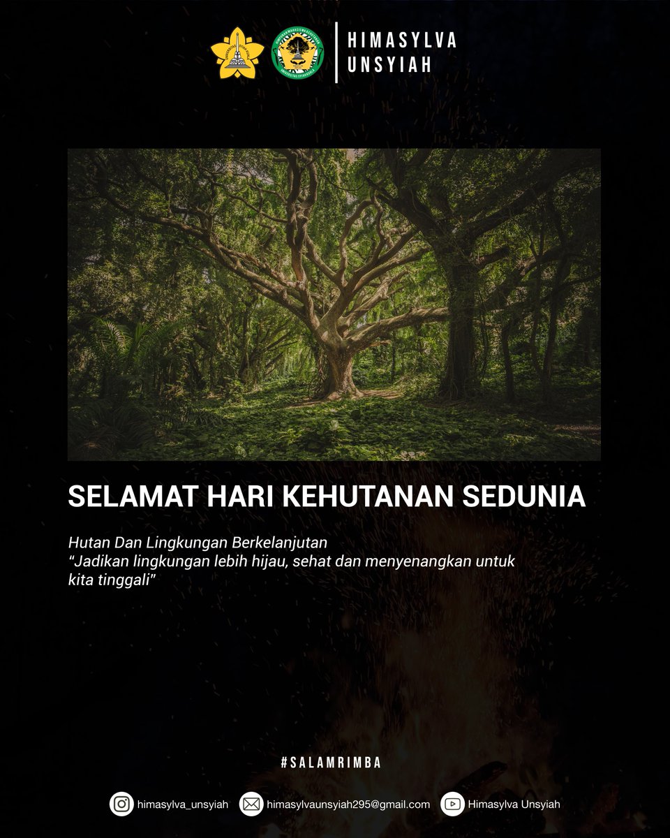 HimasylvaUSK's tweet photo. Selamat Hari Hutan dan Kehutanan Sedunia!!
#salamrimba #salamlestari #forestry #himasyilva #unsyiah https://t.co/f8FwQh8OMD