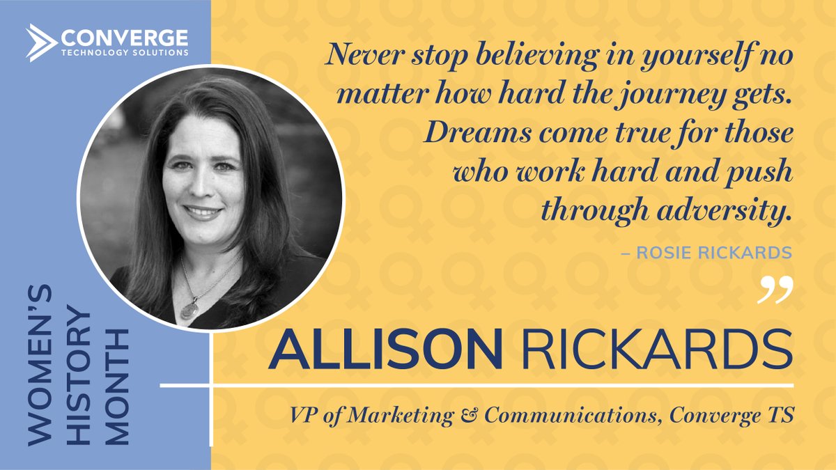 ConvergeTSC's tweet photo. Our VP of Marketing & Communications @allisoninmktg owes much of her success to the teachings from 2 of the strongest women in her life: her grandmothers. Read about their lasting impact & get to know Allison here: https://t.co/Mm41vxlED8
#ConvergeWomenInTech #WomensHistoryMonth https://t.co/UObF5vt1Mk