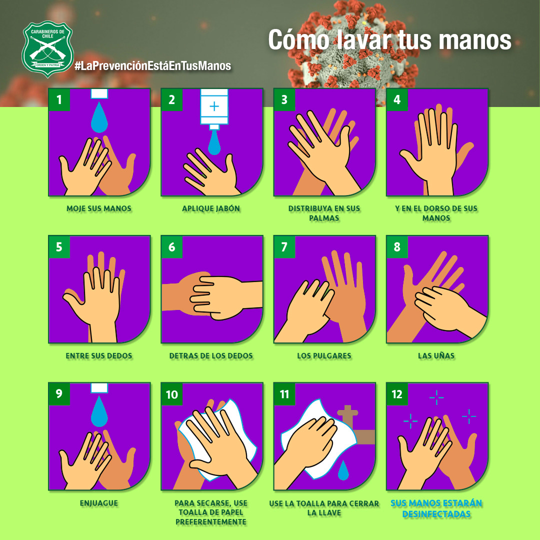 CarabBioBio's tweet photo. Recuerde lavar constantemente sus manos con jabón. #cuidemonosentretodos #CoronaVirusEnChile https://t.co/RGcYc4Ngqk