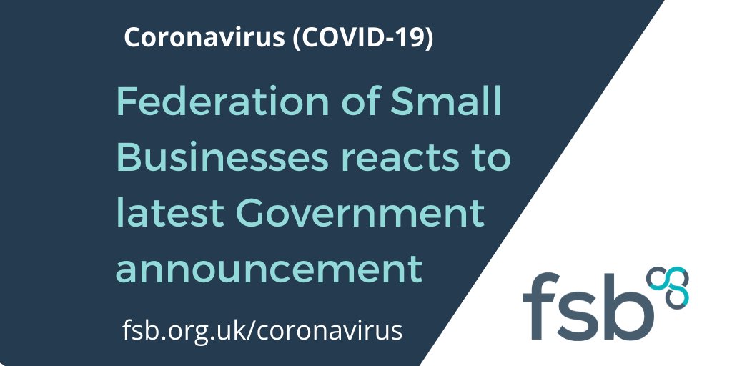 'Small employers welcome lifeline, but self-employed question exclusion from 80% wage commitment'

Read FSB's full response to the Chancellor's measures to help small businesses and workers impacted by Coronavirus-linked disruption here: bit.ly/3981joj