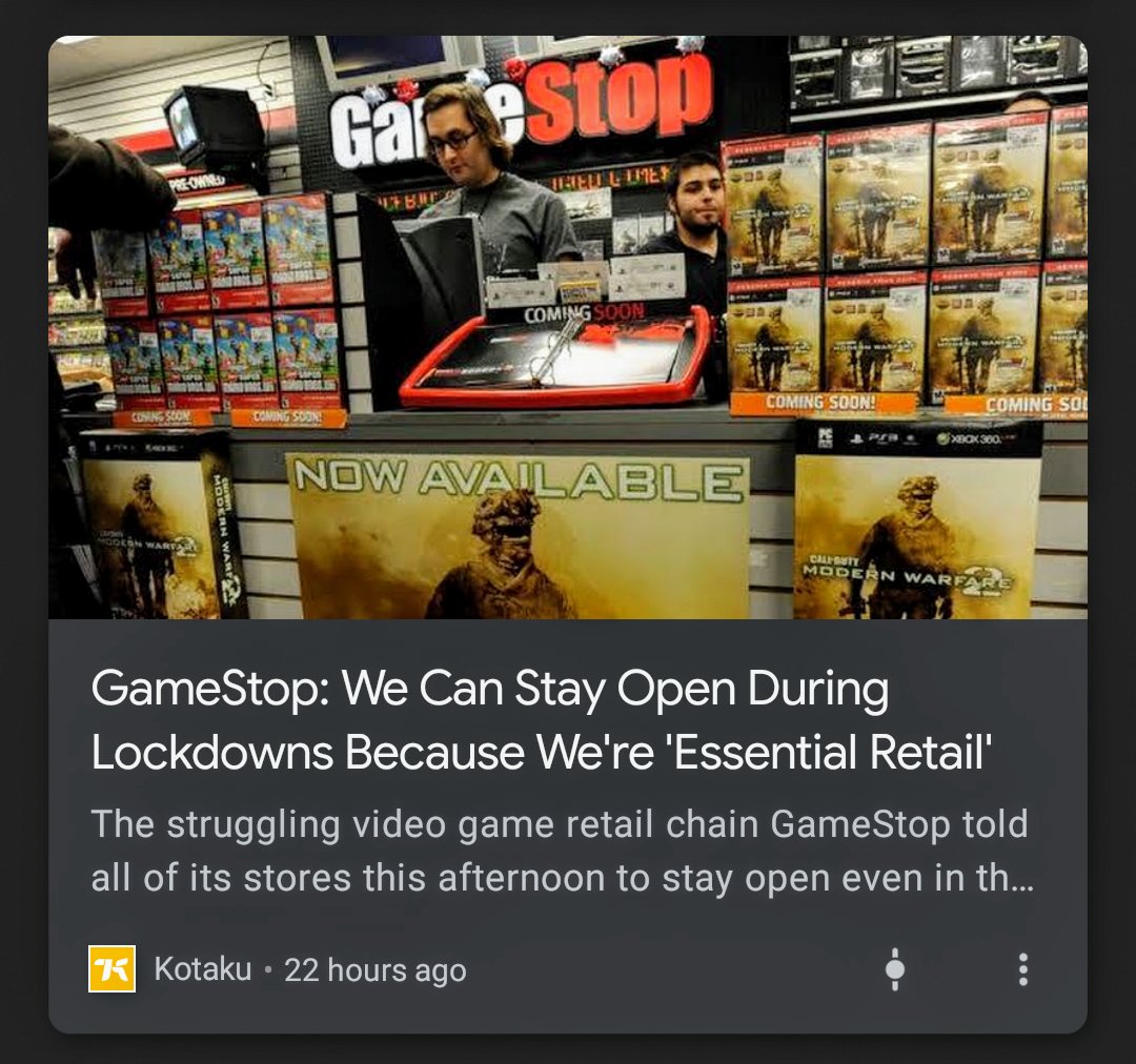 GitosFknU's tweet image. @GameStop said they're #ESSENTIALRETAIL BRUH ✌️💀⚰️ #fuckingDEAD 🤣