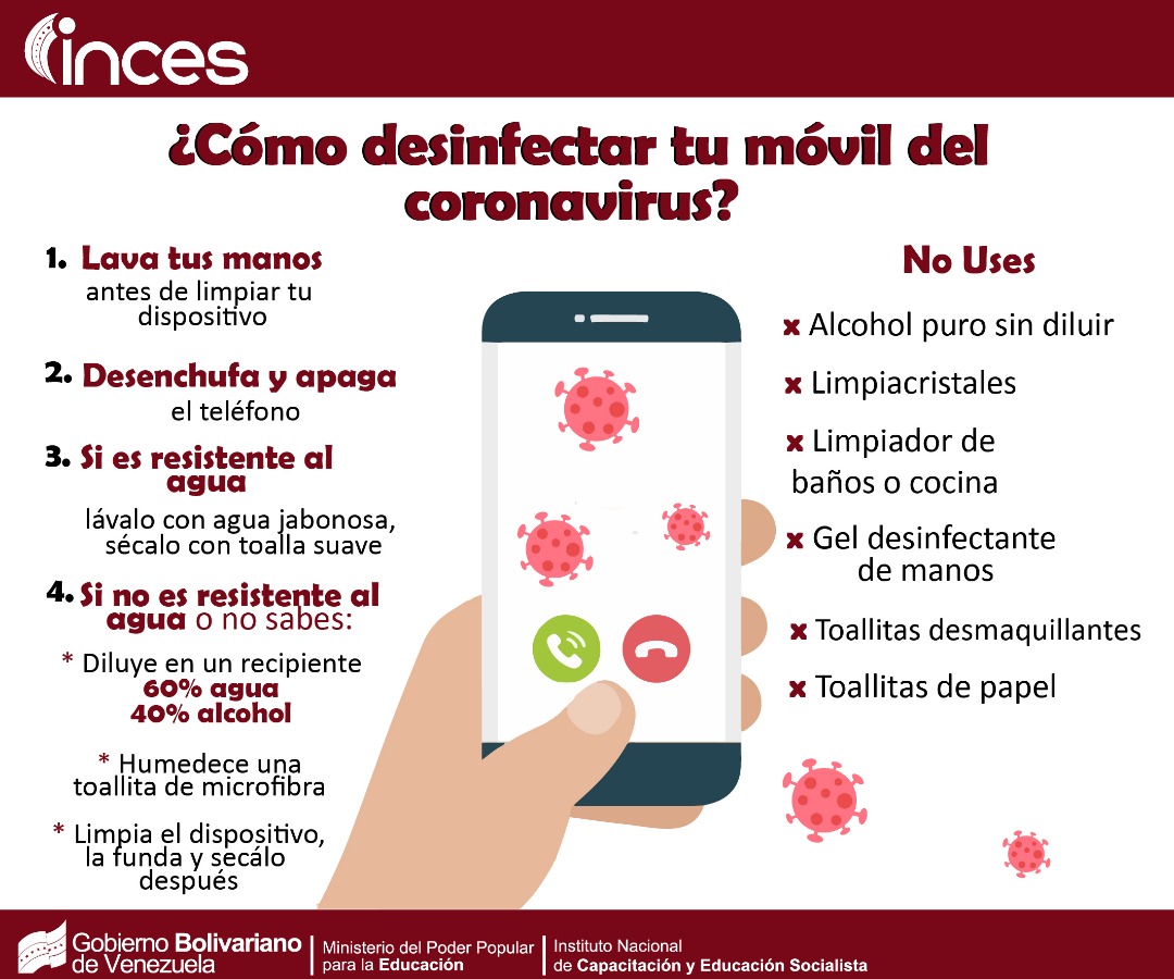 #TomaNota ✍️ ¿Sabes cómo desinfectar tu móvil? Acá te dejamos algunas recomendaciones para que las implementes y compartas con familiares y amigos 😉✊ #SomosIncesSolidario #LaSolidaridadVenceAlCoronavirus