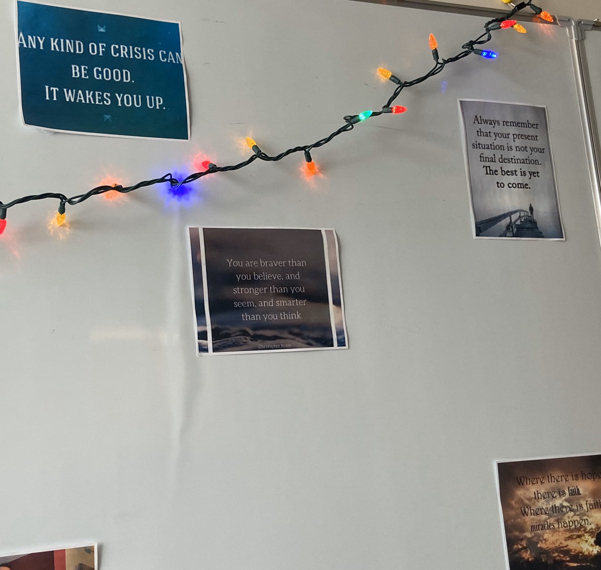 My Covid-19 survival stash at my desk.  A little bit of good and bad along with some Christmas lights to brighten the mood and some inspirational quotes!  We got this <a href="/FMPSDTech/">Tech Dept FMPSD</a> !