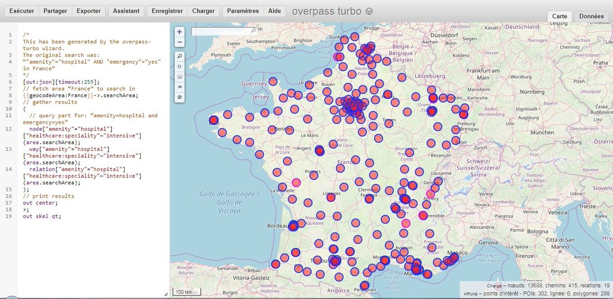 Donat ROBAUX ن (@drobaux) on Twitter photo Grâce à la force de frappe de la communauté <a href="/OSM_FR/">OpenStreetMap France</a>, la totalité des services de #réanimation sont cartographiés dans #OpenStreetMap ainsi que tous les services d'accueil des urgences.
Ces données sont donc disponibles pour les besoins cartos de tous.
Faites passer le mot. Grâce à la force de frappe de la communauté <a href="/OSM_FR/">OpenStreetMap France</a>, la totalité des services de #réanimation sont cartographiés dans #OpenStreetMap ainsi que tous les services d'accueil des urgences.
Ces données sont donc disponibles pour les besoins cartos de tous.
Faites passer le mot.