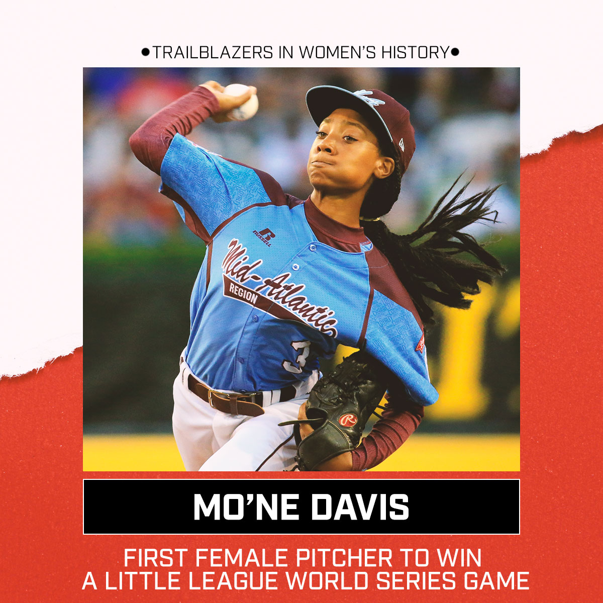 NBC Sports on X: FIRST female pitcher to win a LLWS game and then the  FIRST to pitch a shutout in a LLWS game. Mo'ne Davis made history in 2014!  #WomensHistoryMonth  /