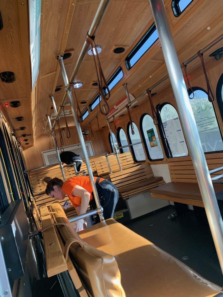 GoCITT's tweet photo. At @GoCITT, we want to share what our municipal partners are doing to prevent the spread of the #Coronavirus. For example, @MiamiBeachNews has increased its cleaning frequency to protect passengers from the spread of #COVID19 . #InThisTogether #MBTrolley https://t.co/FEbbtB4dAr