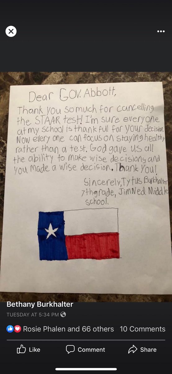 I want to thank Tytus for this letter. 

Thank you for your commitment to school and to staying healthy.