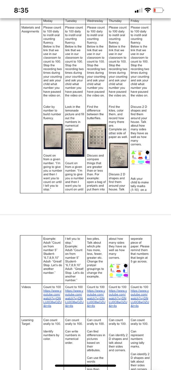 MsValentinewbsd's tweet photo. This is a portion of one week of math lesson plans that are taking place in my online learning classroom. The parents and students have been amazing and dedicated through it all! #OnlyWB #makeitcountWB @MariManoogian @GovWhitmer https://t.co/JEFtRL9lxw