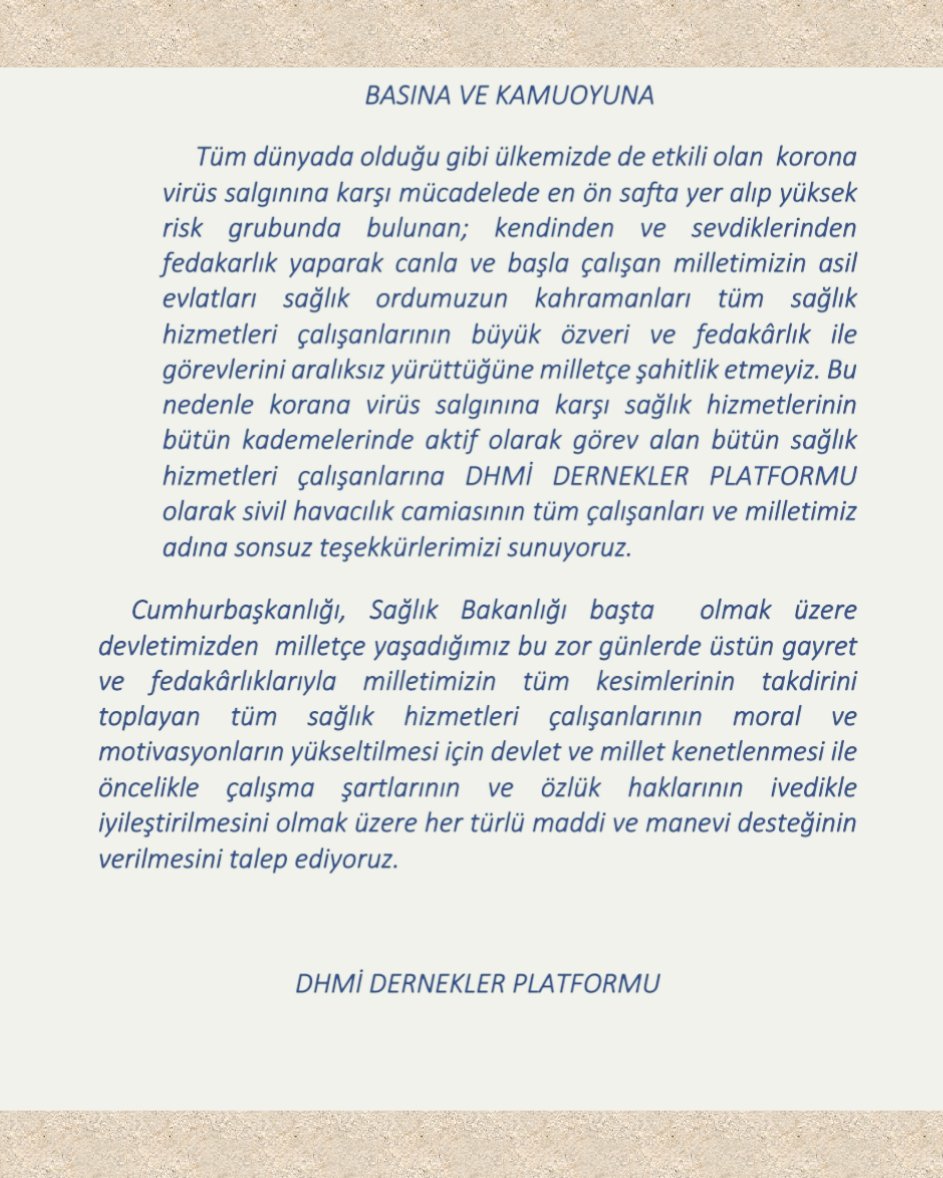 DHMİ Dernekler Platformu olarak tüm sağlık hizmetleri çalışanlarına teşekkür ediyoruz. İyiki Varsınız #SaglikcilariniAlkisla
 #evindekaltr #StayHome #BirlikteBasaracagiz 

<a href="/saglikbakanligi/">T.C. Sağlık Bakanlığı</a>
<a href="/HMBakanligi/">T.C. Hazine ve Maliye Bakanlığı</a>
<a href="/fahrettinaltun/">Fahrettin Altun</a>
<a href="/iletisim/">T.C. İletişim Başkanlığı</a>
<a href="/tcbestepe/">T.C. Cumhurbaşkanlığı</a>
<a href="/BeratAlbayrak/">Berat Albayrak</a>
<a href="/EmineErdogan/">Emine Erdoğan</a>
<a href="/RTErdogan/">Recep Tayyip Erdoğan</a>