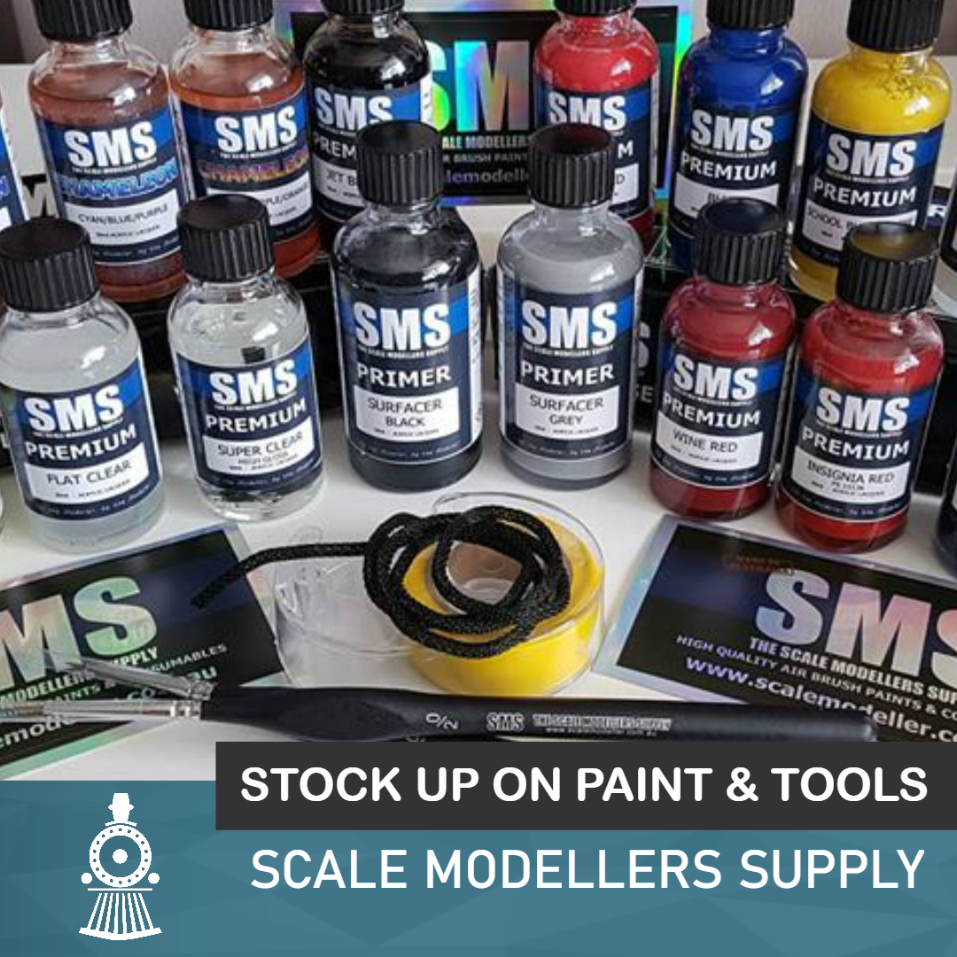 Need to stock up on Paint and Tools? SMS products have you covered and available at Little Train Shop. Come in and check the range - open today until 3:00pm or shop online littletrainshop.com.au/scale-modeller… 

#lts #littletrainshop #sms #scalemodellerssupply
