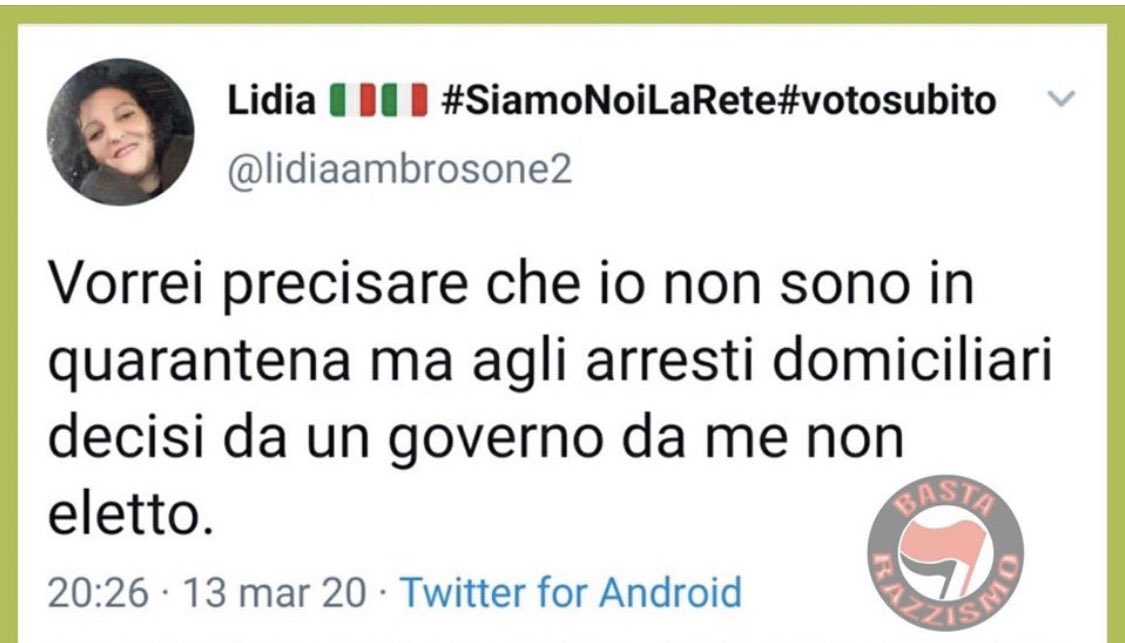 acarlone's tweet photo. @lidiaambrosone2 che fa l’hai rimosso? Hai provato vergogna, eh? https://t.co/C1Iq9xpgNy