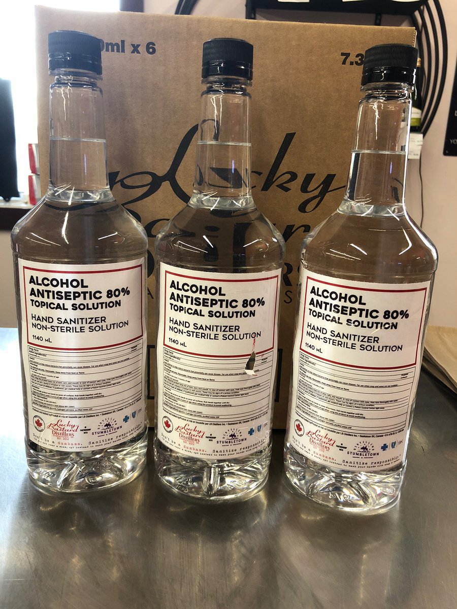 Thank you to @luckybastardSK for converting your distillery operations into making  Hand Sanitizer to protect First Responders! We received our first batch today, helping each other is what being from Sask. Is all about! #covid19Canada   #HelpEachOther