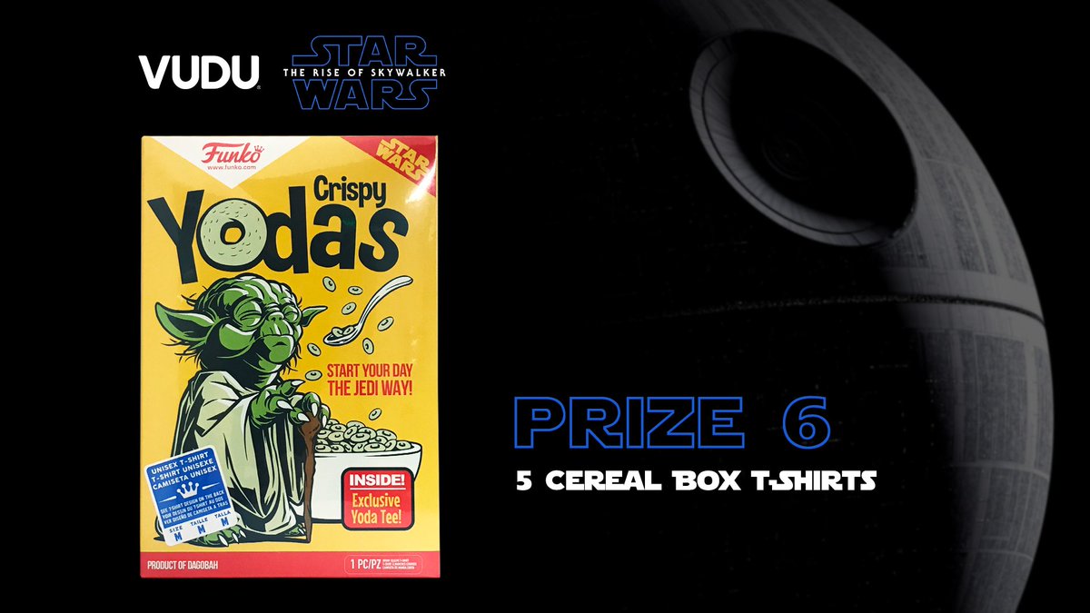 VuduFans's tweet image. DUEL 6: QUOTE TWEET this post with the name of your favorite childhood cereal and tag it #VuduViewingParty in the next 5 minutes for a chance to win 1 of 5 @StarWars Cereal Box T-shirts.