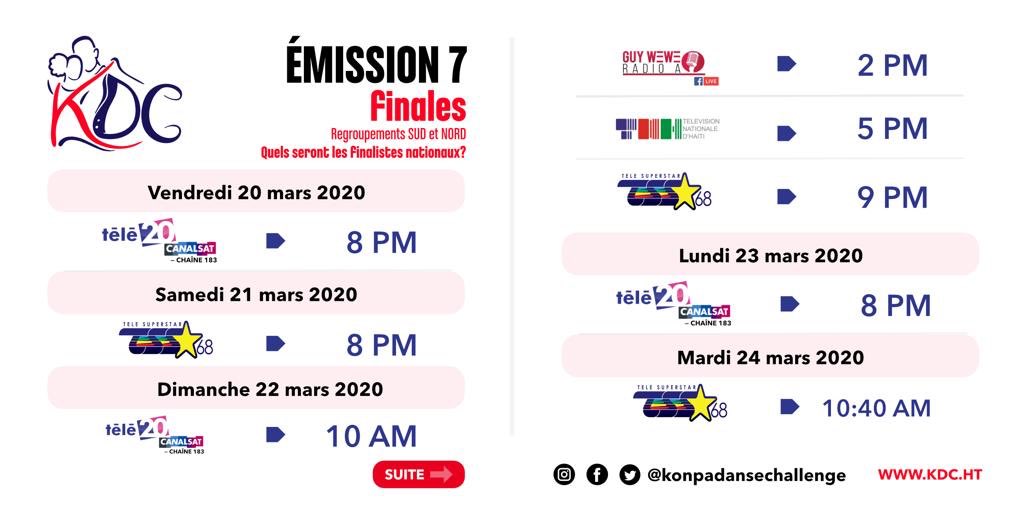 konpadanse's tweet photo. Final rejyonal KDC regroupman #Sid ak #Nò ap difize nan jou ak lè sa yo sou Télé 📺 ak Facebook Live 🌀.

Abone w ak paj lan pou pa rate program emisyon Konpa Danse Challenge yo!💃🏽🕺🏽

#konpa #danse #challenge #kdc #haiti #kompa #emission #7 #tv #live https://t.co/yZiA7yUcQ3