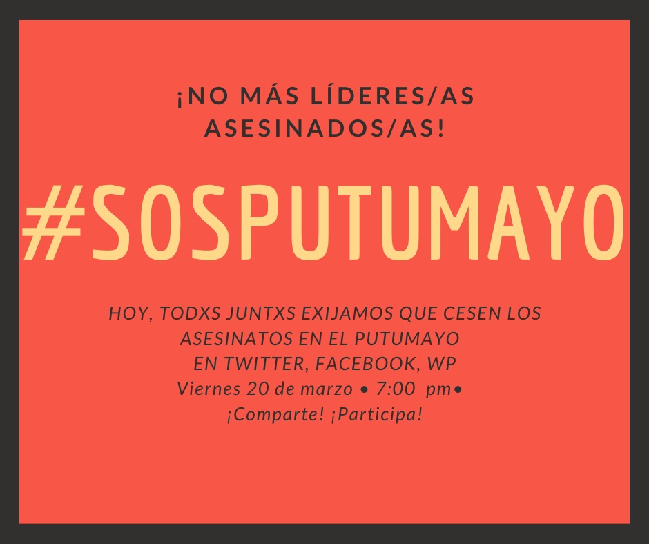 PrensaRural's tweet photo. #SosPutumayo || En pocas horas han sido víctimas de atentados sicariales varios líderes en el departamento del Putumayo, por lo que organizaciones sociales llaman al gobierno nacional a detener está situación. Que se proteja la vida del campesinado organizado. https://t.co/phZ6OFahJJ