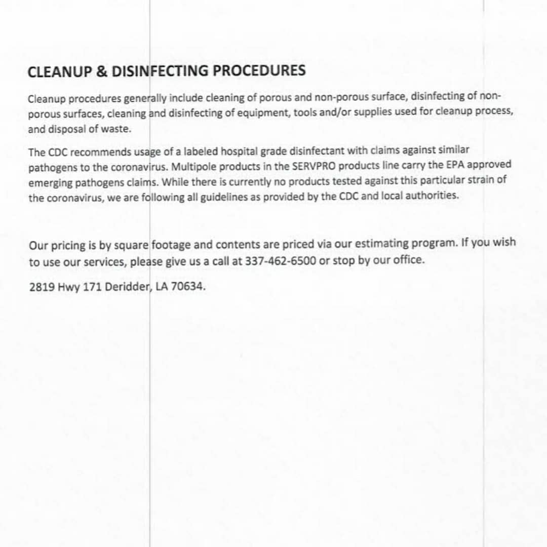 SERVPO Covid-19 protocol #SERVPRODLV #disinfectant #covid_19 #germs #HereToHelp #Sanitation #fireloss #waterloss #Virus #InThsTogether #protocol
