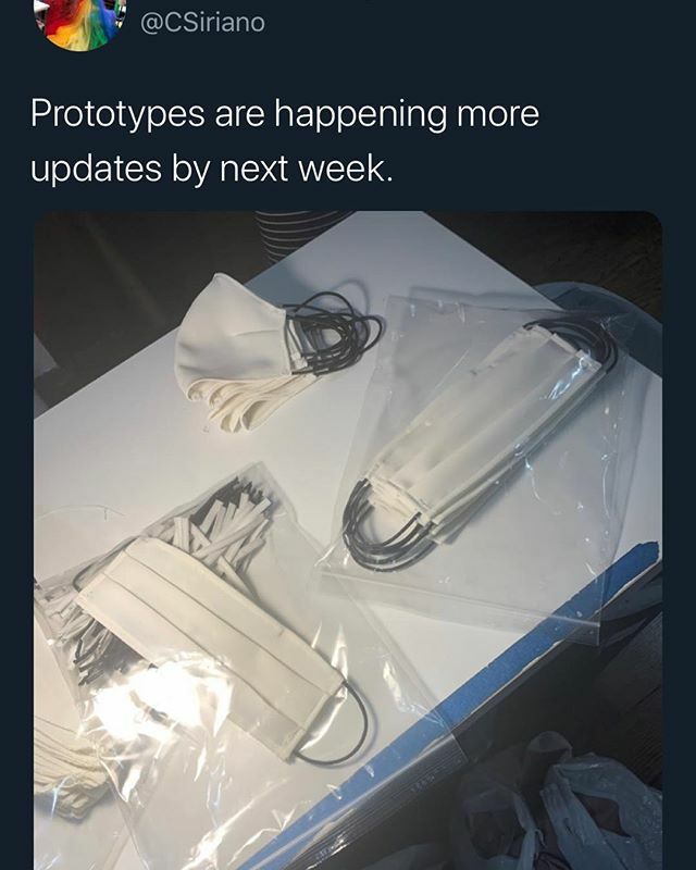joyclee's tweet photo. Fashion designer as medical manufacturer. These are the times we live in. Grateful for all that are willing to pitch in in this crisis #covid19 #makehealth https://t.co/EKDwRcnUFP https://t.co/4Nvpi41miR