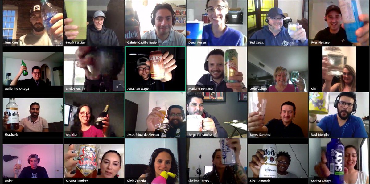 jwage's tweet photo. #coronavirus @MedTrainer360 @CodigoSoftware Quarantine Happy Hour with Mexico, California, Colorado, Tennessee and Florida. https://t.co/jmtQwaYTpT