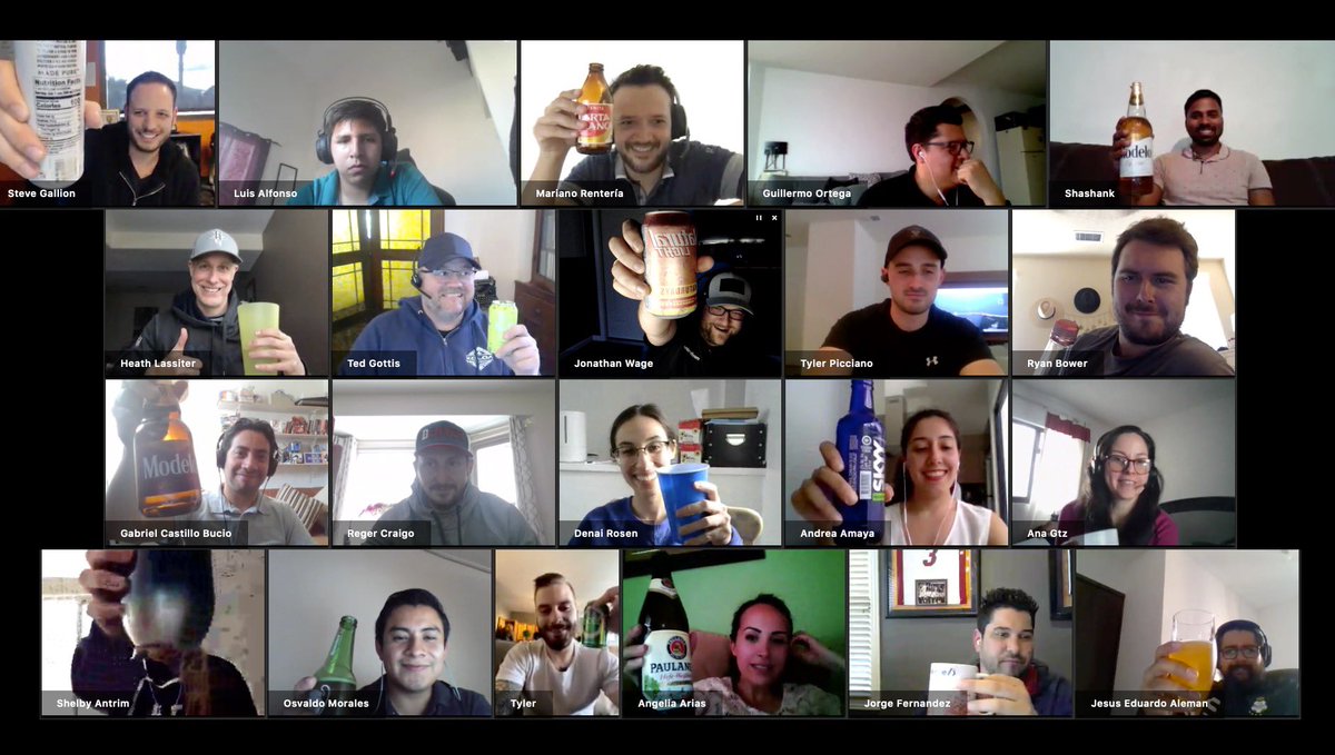 jwage's tweet photo. #coronavirus @MedTrainer360 @CodigoSoftware Quarantine Happy Hour with Mexico, California, Colorado, Tennessee and Florida. https://t.co/jmtQwaYTpT