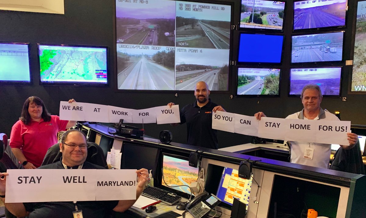 MDSHA's tweet photo. Our CHART personnel are working normal operations in shifts keeping the roads monitored and responding to crashes. We salute them for their exceptional professionalism. You can view our live cameras at https://t.co/pUcaR3vBT7 #COVID-19 #WeWork4You https://t.co/pe5SA9oMFS