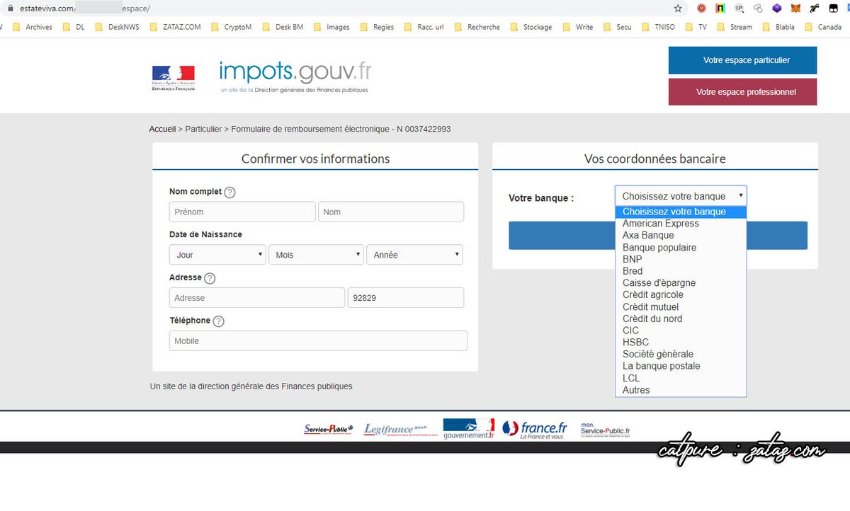 Damien_Bancal's tweet photo. Prudence ! Il ne s'agit pas d'un courriel du Ministère des Finances @Economie_Gouv mais d'un #phishing - Ne cliquez pas, ne fournissez aucune information. Dans le cas contraire, alertez votre banque ! #ensemblesolidaire #cybersecurite @zataz https://t.co/R2Ot7GMLbh