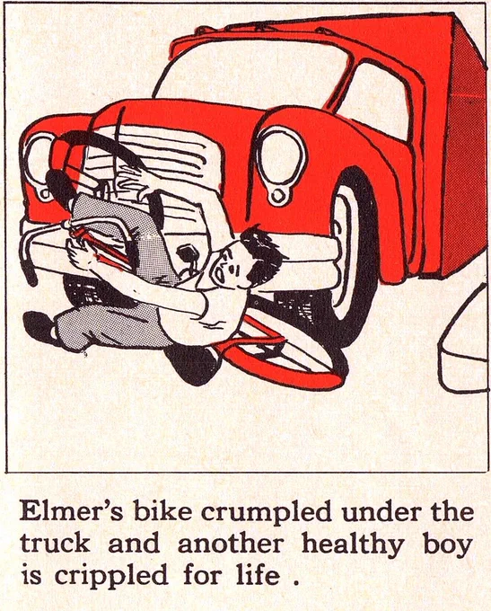 Illustrations from a 1950s safety manual. I'm never going outside again. 