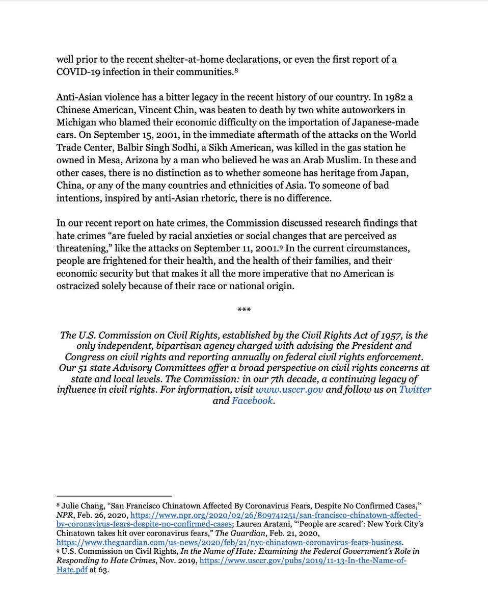 vanitaguptaCR's tweet photo. “This latest wave of xenophobic animosity toward Asian Americans should not be normalized or encouraged by public officials…”

Important @USCCRgov statement expressing concern over the growing anti-Asian racism and xenophobia during the #COVID19 crisis. https://t.co/TUlEQVeEtq https://t.co/pHVyuMTwS2