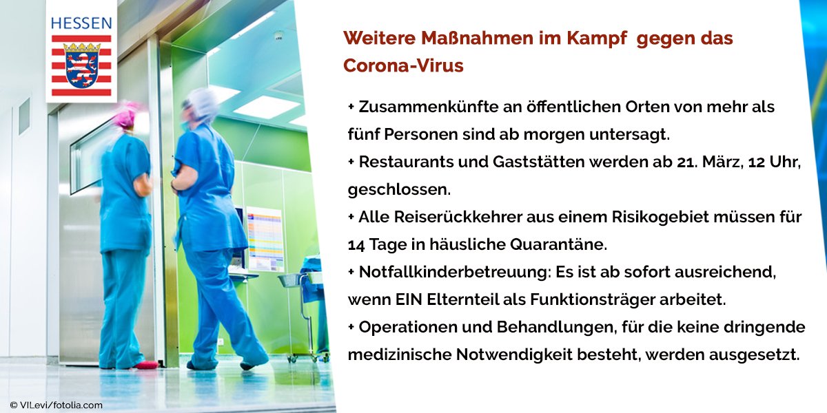 RegHessen's tweet photo. Die @RegHessen hat heute in einer Sonder-Kabinettsitzung weitere Maßnahmen gegen #Covid_19 beschlossen.  „Individuelle Freiheit, wie wir sie genießen, gibt es nicht ohne individuelle Verantwortung“, so MP #Bouffier und Gesundheitsminister @StM_Klose. Mehr: https://t.co/vw112bW4KE https://t.co/wa5MvbvMfP