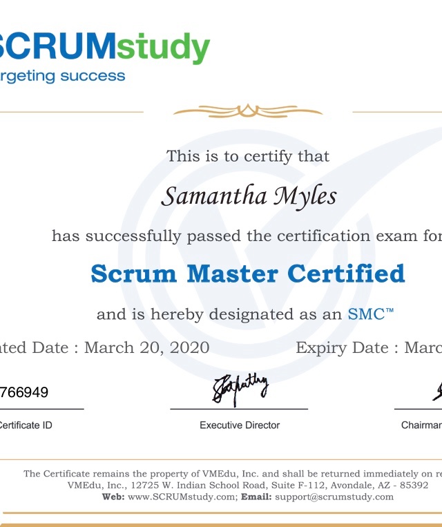 Sammy_CMDKIT's tweet photo. Something to celebrate! SMC certified 💪 #scrummaster #Agile #professionaldevelopment @Servisource #upskilling https://t.co/FcvDx6rRYd