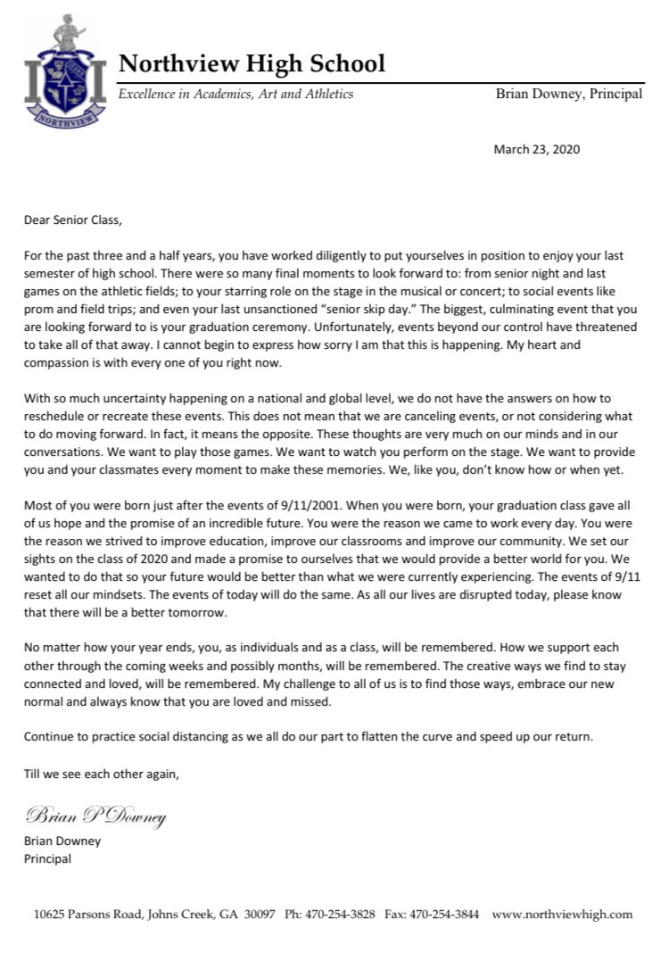 While all of our students are in our thoughts, our seniors are at the forefront of those thoughts...<a href="/NorthviewTitans/">Northview High School</a> We love you!