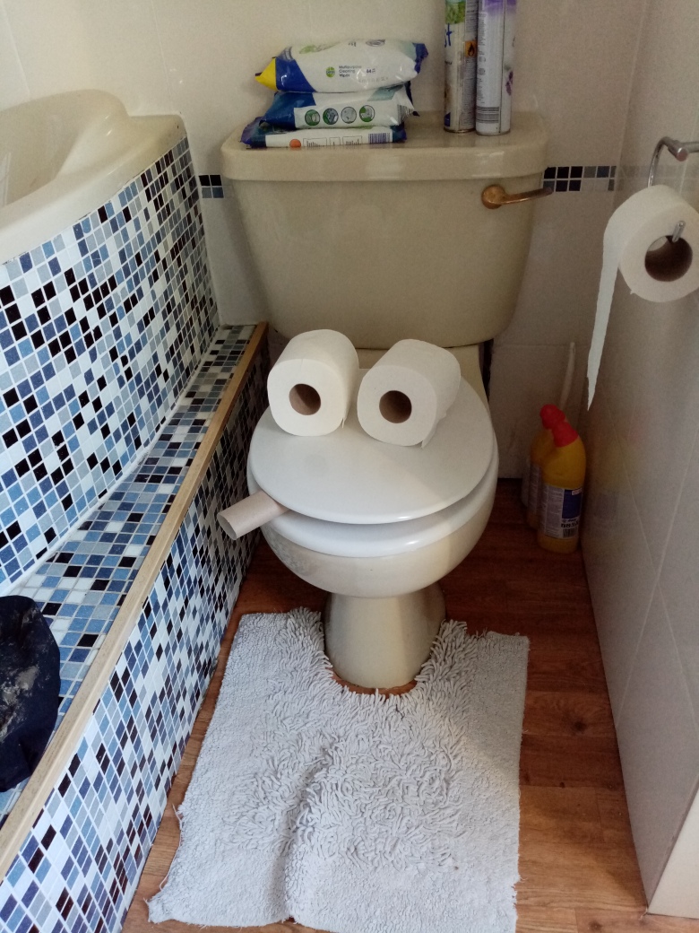 beadharrogate's tweet photo. I had to share "Bob the Bog" with you!
My youngest was being creative on his first full day not attending school, creating a modern critique of the loo roll hoarding which has been in-play across the shops lately.
It did make me giggle:) https://t.co/L0F39E6EzK