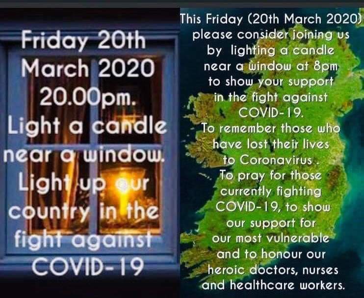 Candle lighting tonight for those I'll with COVID-19 and to honour those looking after them