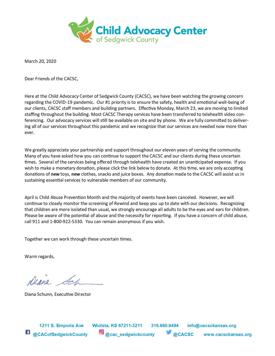 CACSC's tweet photo. Our mission and commitment to the children we serve remains the same! Please read the following letter for detailed information regarding our response to COVID-19. 

Donation link: https://t.co/2X4XDik5E7 https://t.co/O2qlGT9lLa