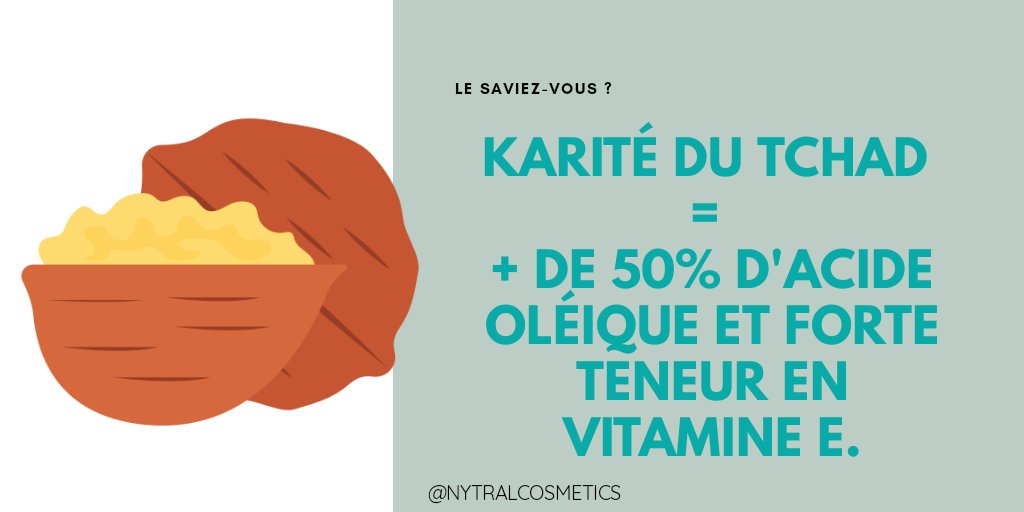 Nytralcosmetics's tweet photo. Les résultats d'analyse des Laboratoires de Farcha (Ndjaména), du Mali et d'Ouganda ont classé au 1er rang le #beurredekarité du Tchad en raison de son profil chimique et nutritionnel plus avantageux. Chez #Nytral,  nous ne vendons que de la #qualitésupérieure 😉 #cheveuxsecs https://t.co/vJsyVOg9sL
