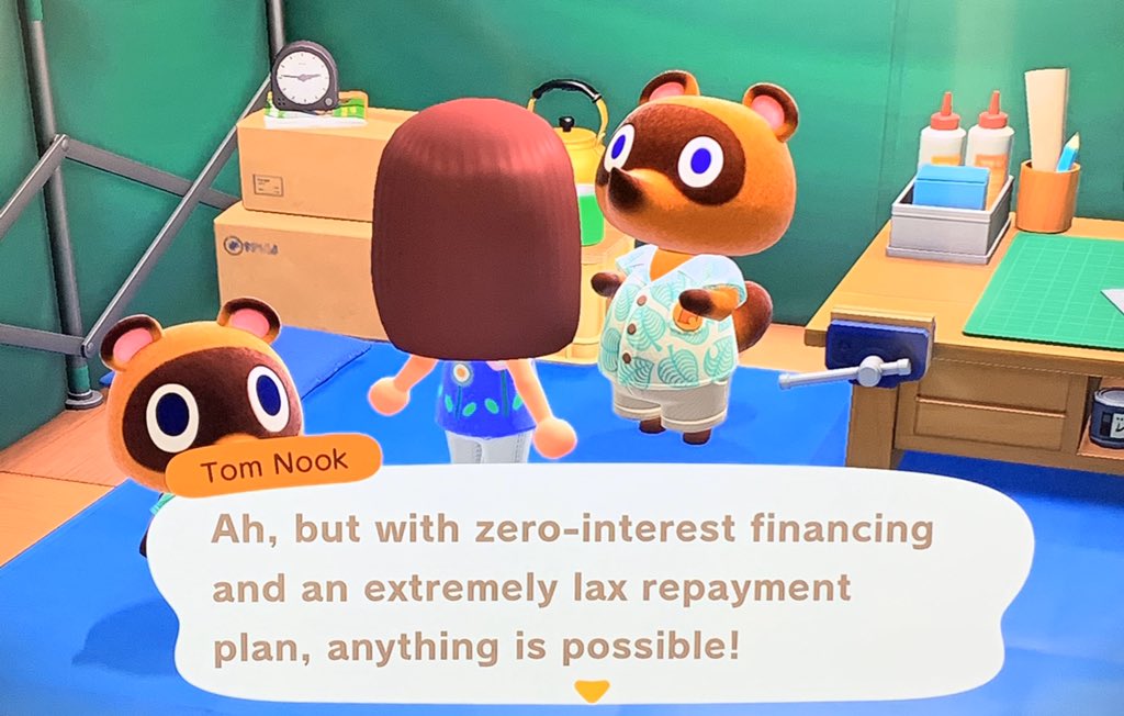 weenut1919's tweet photo. I knew the “living off the land” sales pitch was too good to be true... #AnimalCrossingNewHorizons    #ListenToYourGut #HowMuchWillItBe #LifeDebt https://t.co/qxbh52pLJr