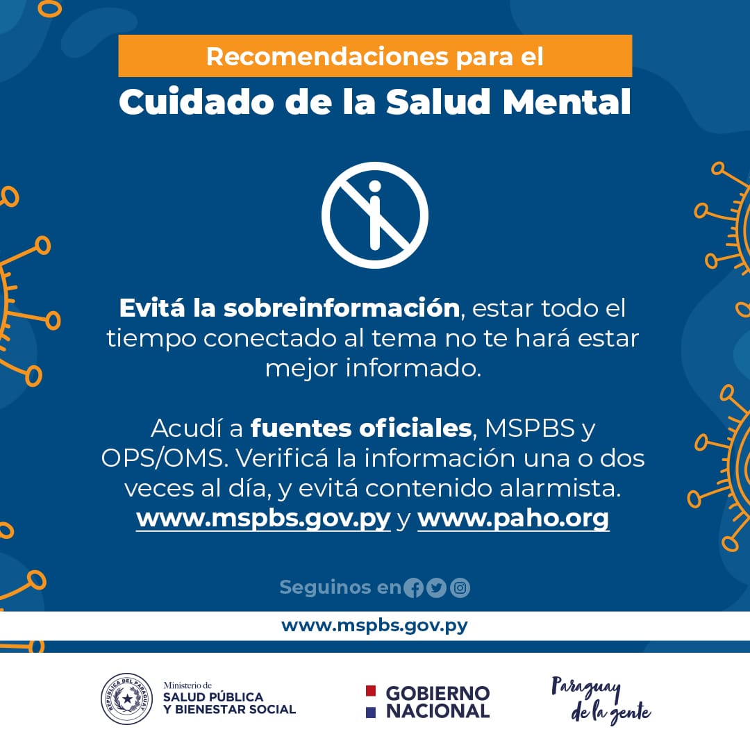 msaludpy's tweet photo. #COVID19 | 📍Cómo cuidar la salud mental durante la pandemia del coronavirus

✅Seguí las recomendaciones que brindan los profesionales de salud mental de nuestro país.

#NosCuidamosEntreTodos!  #QuedateEnCasa 

➕INFO: https://t.co/Tx5UMrl44k https://t.co/OJ6kjQvPWw