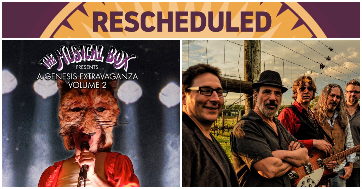 TupeloHall's tweet photo. UPDATE: 2 shows rescheduled!

The Musical Box on 3/19 has been moved to Sunday, July 12th!

Damn The Torpedoes on 3/20 has been moved to Saturday, August 22nd!

All ticket holders were contacted by email. Please be sure to respond back with the option of your choice. https://t.co/ZVjQmuAsMU